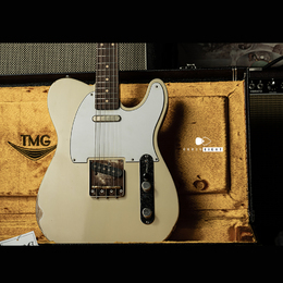 【HOLD】TMG Guitar Co.  Gatton  Aged Tinted Olympic White  "Heavy Checking" Like Robben