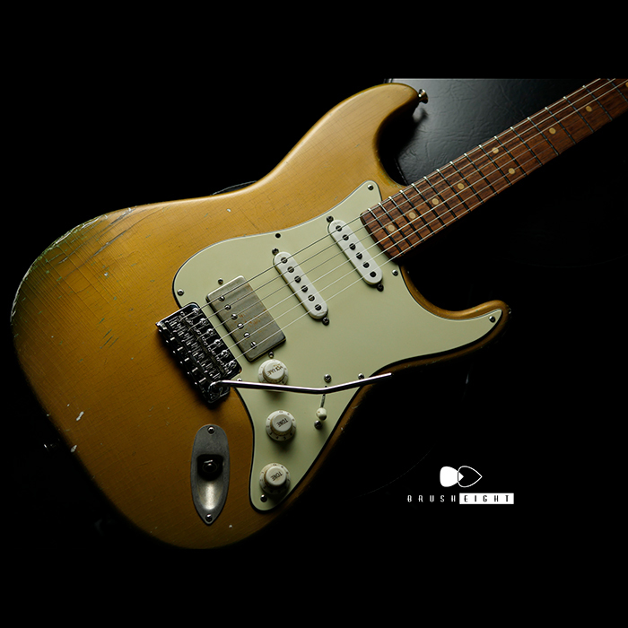 【SOLD】TMG Guitar Co. Dover HSS “Aged Gold”   Medium Aged & Hard Checking