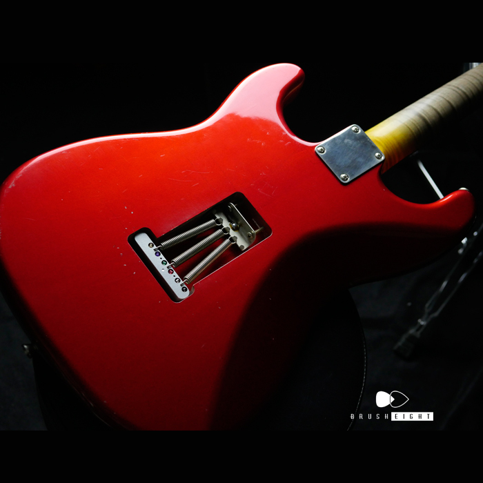 【SOLD】TMG Guitar Co. Dover HSS 22F  "Candy Apple Red"  Soft Aged & Checking " 5AFlame Maple"