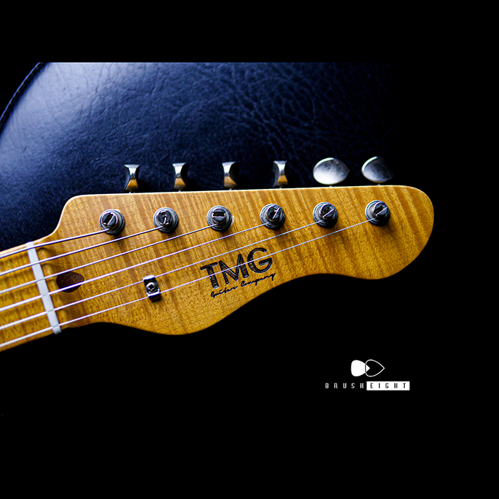 【SOLD】TMG Guitar Co. Dover HSS "Candy Apple Red"  5AFlame maple 22F Soft Aged & Midium Checking