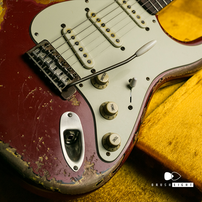 【SOLD】TMG Guitars Dover HSS "Fiesta Red& Sunburst" Hevy Aging & Medium Checking