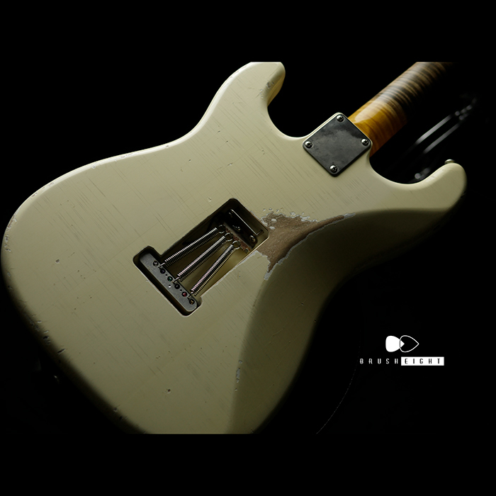 【SOLD】TMG Guitar Co. Dover HSS “White Blonde” Medium Aging 5A Flame