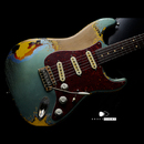 【SOLD】TMG Guitar Co. Dover SSS “Ice Blue Metallic & Sunburst”  5AFlame maple Hard Aged